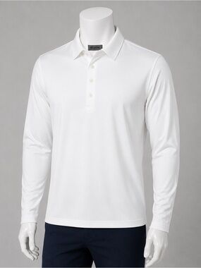 G/FORE Men’s Long-Sleeve Polo — White